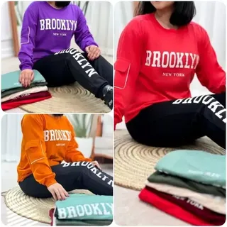 بلوز و شلوار brooklyn پنبه تو کرکی (فری 36 تا 44) بلوز �و شلوار پاییزی زنانه - تیشرت و شلوار - لباس ورزشی باشگاهی 