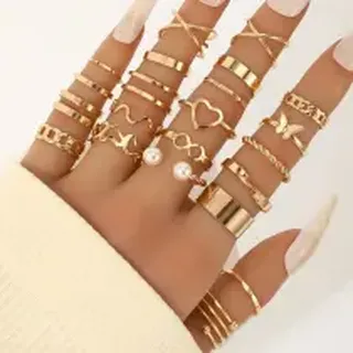 22 عدد انگشتر حلقه ای باز زنانه کد 3145 (86 5.94 100)
