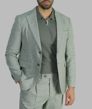 کت شلوار مردانه لینن یقه انگلیسی دو دکمه لیام