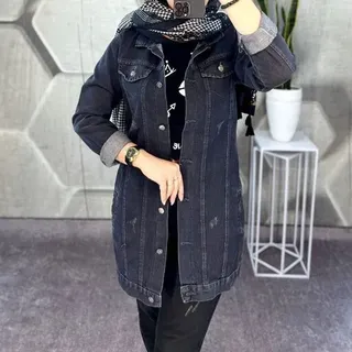 مانتو جین زنانه کت جین زنانه مانتو اسپرت کت جین ضخیم سنگشور شده کت لی زنانه