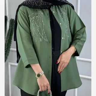 تونیک مانتویی بابوس نگین کاری شده آبشاری