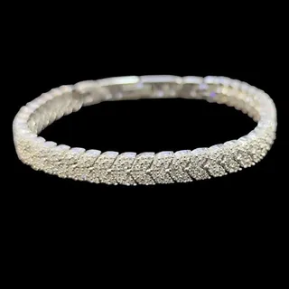 دستبند نقره زنانه سنگ برلیان طرح برگ کد 8700