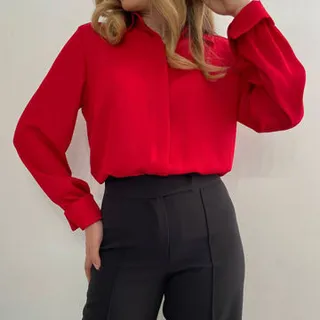 شومیز زنانه کرپ حریر شاین دار کارولینا (Carolina) سین استایل