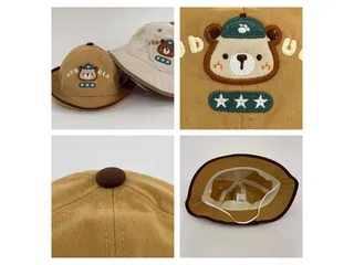 کلاه گرد تابستانی طرح گلدوزی شده خرس DUDULA(دور سر 45cm)