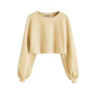 کراپ‌ تی‌شرت آستین بلند زنانه آرمادیا مدل کبریتی ف...