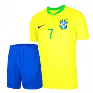پیراهن و شورت بچگانه اول برزیل با نام وینیسیوس Brazil Home 2024-25 Kit