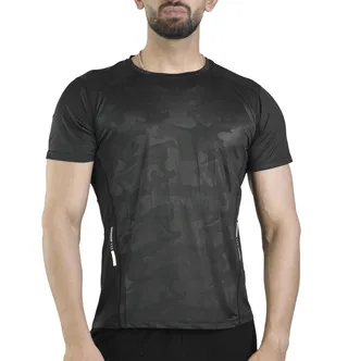 تیشرت ورزشی مردانه رانینگ مدل LS-R253 چریکی مشکی