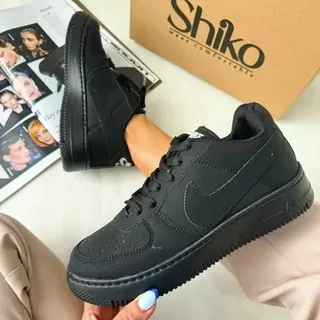 کتونی نایک لژدار مشکی سفید زنانه دخترانه کفش ونس نایکی NIKE لژ دار چرم بندی طبی شیک سبک راحتی پیاده روی رانینگ ورزشی