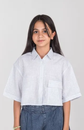 شومیز ساده بافت راه راه آستین افتاده