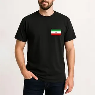 تی‌شرت آستین کوتاه مردانه مدل پرچم ایران کد 03 رنگ مشکی