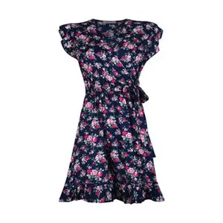 پیراهن یقه هفت زنانه افراتین مدل گل سرخ کد 9599 رنگ سرمه‌ای