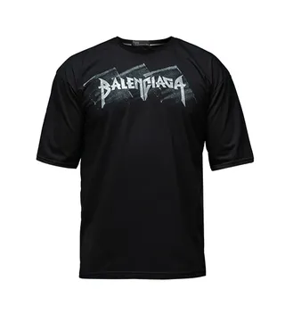 تیشرت BALENCIAGA یقه گرد نخ پنبه مردانه مشکی طرح دار