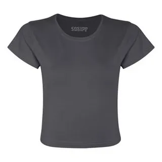 کراپ‌ تی‌شرت آستین کوتاه زنانه ایزی دو مدل 3843059879 رنگ طوسی تیره