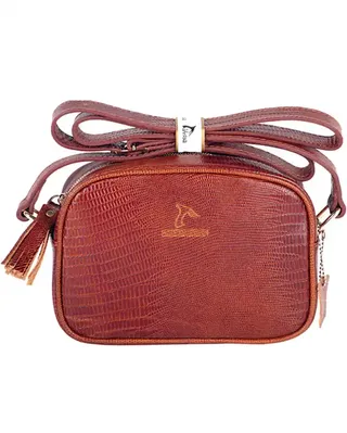 کیف چرم زنانه رودوشی عسلی چرم بارز Charm Barez مدل DG80.LIZARD