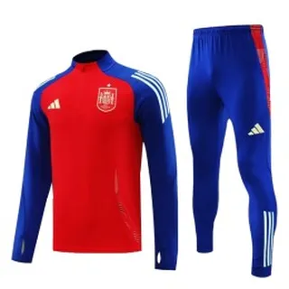 ست نیم زیپ شلوار اسپانیا  Spain 2025 White Blue Tracksuit