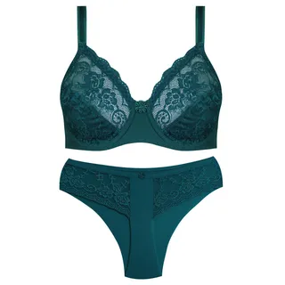 ست شورت و سوتین زنانه پانیذ مدل فنردار گیپور گلدار...