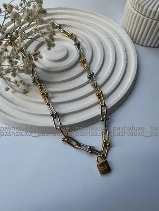 گردنبند دخترانه مدل تیفانی دورنگ - رنگ ثابت