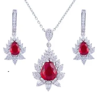 نیم ست نقره زنانه مدل یاقوت کد AVN-N2214
