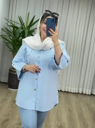 مانتو شومیزی آستین پاکتی لینن کد 2155