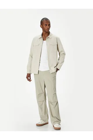 Kotonپیراهن آستین بلند یقه کلاسیک دکمه دار با جزئیات