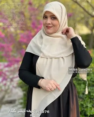 روسری مجلسی کرپ کریشه کرم R7976