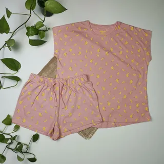 ست تیشرت و شلوارک دخترانه آستین کوتاه برند pepperts طرح موز گلبهی رنگ – 10 تا 12 سال