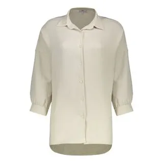 شومیز آستین سه ربع یقه برگردان زنانه نیزل مدل 1247 رنگ کرم