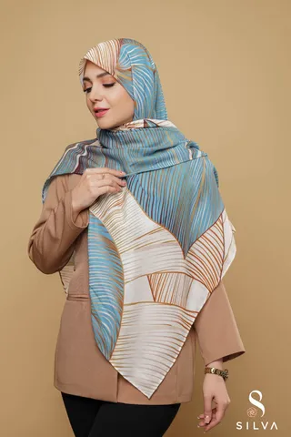 روسری نخی - طرح برگ‌طلایی