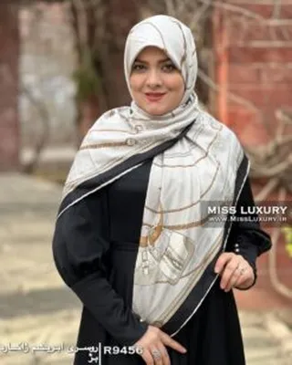 روسری ابریشم ژاکارد بژ R9456