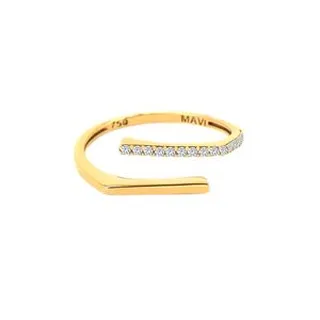 انگشتر طلا 18 عیار زنانه ماوی گالری مدل دو خط ساده و نگین