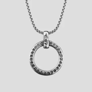 پلاک و گردنبند استیل کروم هارتز مدل Chrome Ring کد Njd-749d2