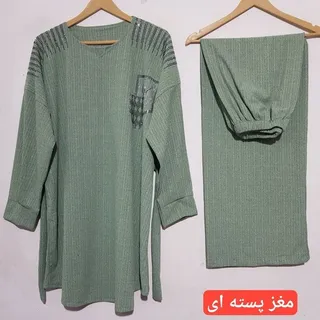 ست تونیک و شلوار کریشه نگین دار سایزبزرگ 