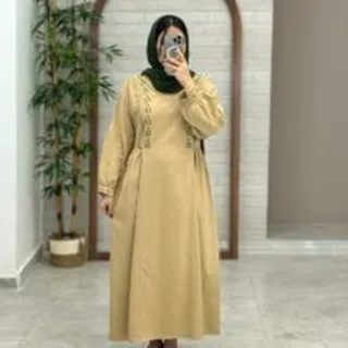 پیراهن زیتون کرم نخودی