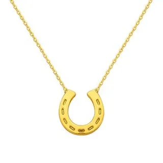 گردنبند طلا 18 عیار زنانه با زنجیر حلقه‌ای (فلامینگو) گالری قو طلایی مدل نعل حک دار