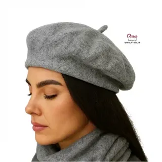 کلاه بره زنانه مدل فرانسوی پشمی رنگ خاکستری