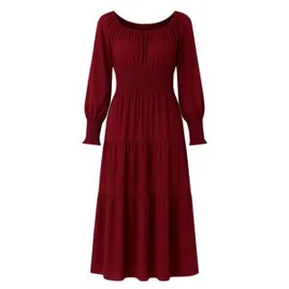 پیراهن ساحلی یقه گرد زنانه مدل دور سینه کش پهن