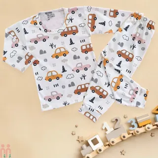 لباس ست بلوز شلوار نخی پسرانه ماشین و ابر...