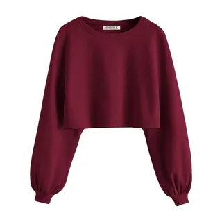 کراپ‌ تی‌شرت آستین بلند زنانه آرمادیا مدل کبریتی ف...