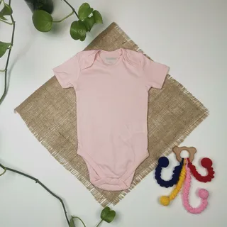 بادی نوزادی دخترانه آستین کوتاه برند لوپیلو طرح جلو بسته صورتی رنگ – 6-12 ماه