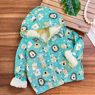 کاپشن پسرانه کلاه دار داخل خز ضدآب سبز شیر...