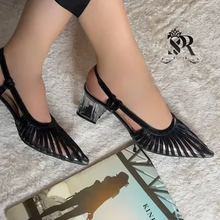 کفش مجلسی پاشنه 5 سانت 36 تا 41 کفش زنانه پاشنه شیشه ای