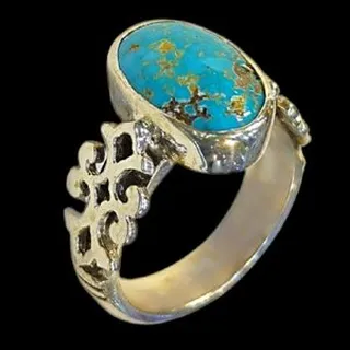 انگشتر نقره مردانه مدل سنگ فیروزه نیشابور رکاب دست ساز کد ۳۴۹۰۰