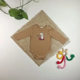 بادی نوزادی پسرانه آستین بلند طرح دایناسور قهوه ای رنگ – 1-2 ماه