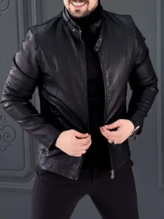 کت چرم 6528 مشکی