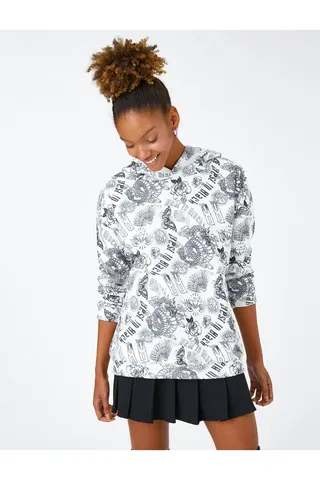 Kotonسویشرت کلاهدار گوتیک با چاپ پشم در داخل