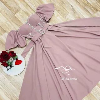 لباس مجلسی کلوش شیک کرپ گلبهی ۱۹۵۳