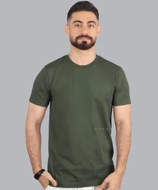 تیشرت ساده زیتونی مردانه برند تیپ نتی 9145