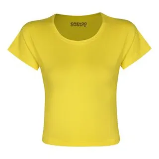 کراپ‌ تی‌شرت آستین کوتاه زنانه ایزی دو مدل 3843059879 رنگ زرد