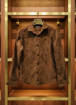 پیراهن پشمی قهوه ای شکلاتی پارچه اعلا بافت حصیری | کالکشن لوکس اورجینال دیلم