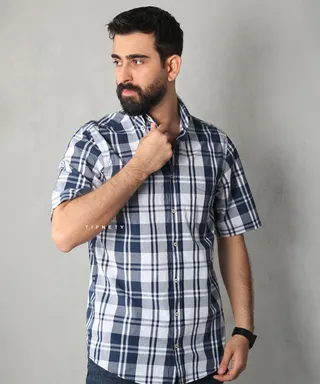 پیراهن آستین کوتاه مردانه چهارخانه 0950